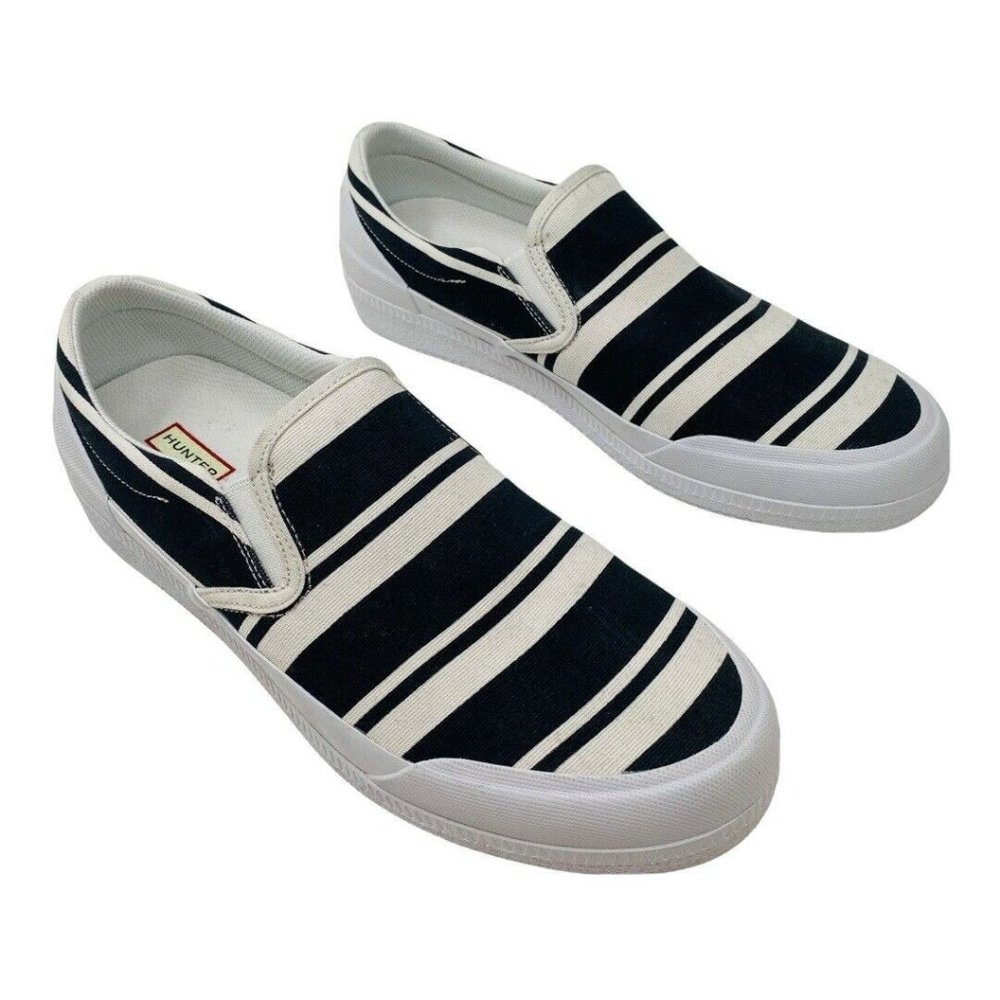 Hunter Women Stripe Shoes Sneakers 9 US 40 Plimsoll Black White Slip On